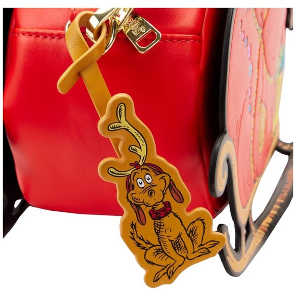 LOUNGEFLY Dr. Seuss GRINCH Sleigh Crossbody Bag Purse NEW - Picture 5 of 6